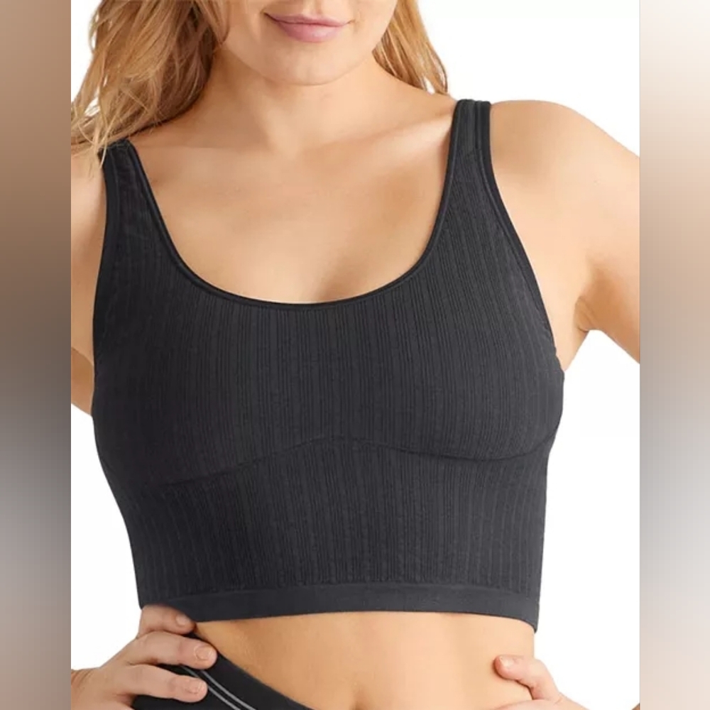 Yummie Jules Ribbed Convertible Crop Bralette Women's Black New L/XL